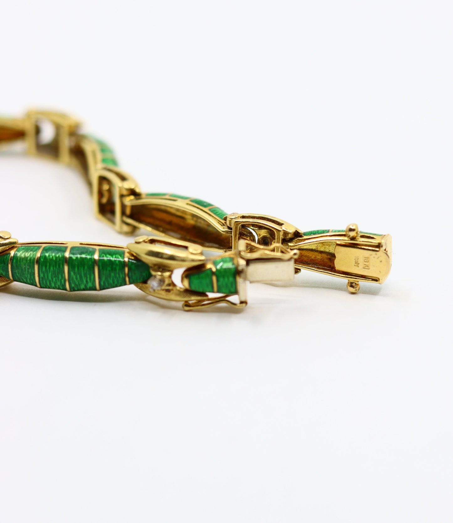 Vintage 18K Gold Enamel Diamond Bracelet