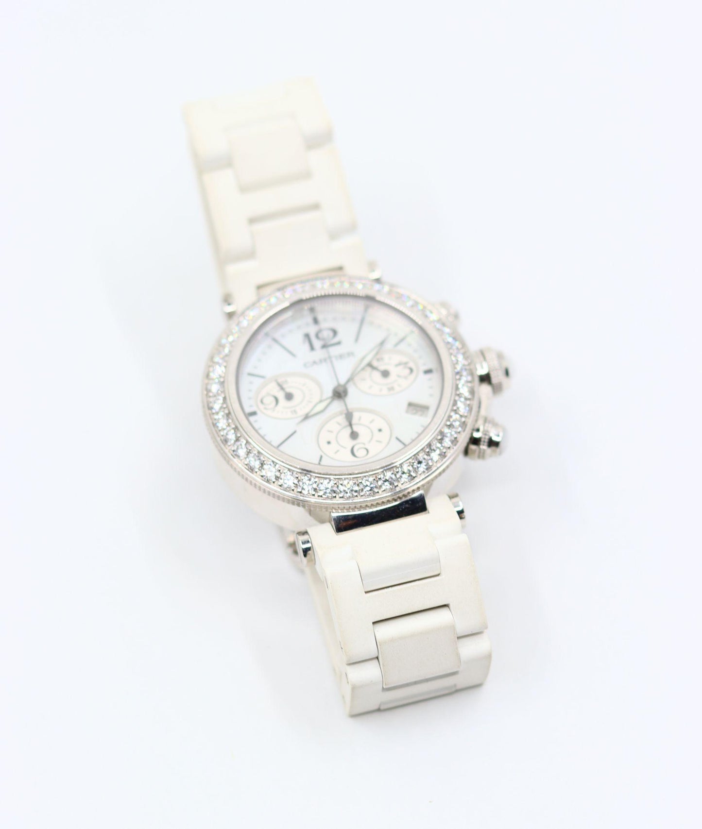 Cartier Pasha 18K White Gold Diamond Watch