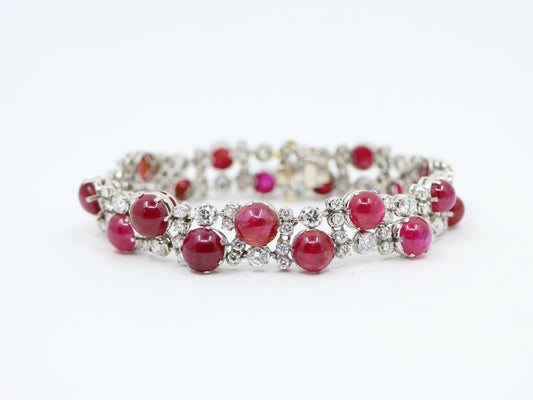 Platinum Diamond Ruby Bracelet
