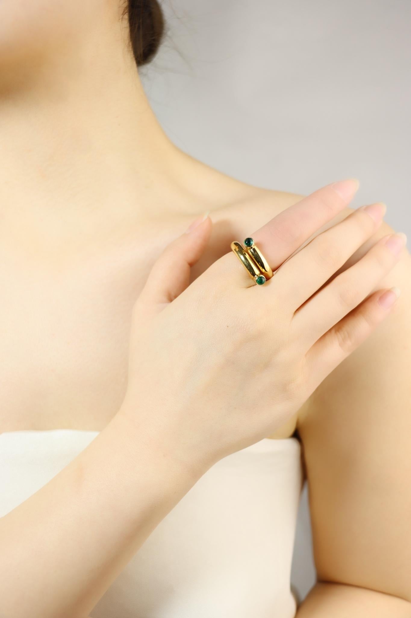 Tiffany & Co. Schlumberger 18K Gold Emerald Coil Ring