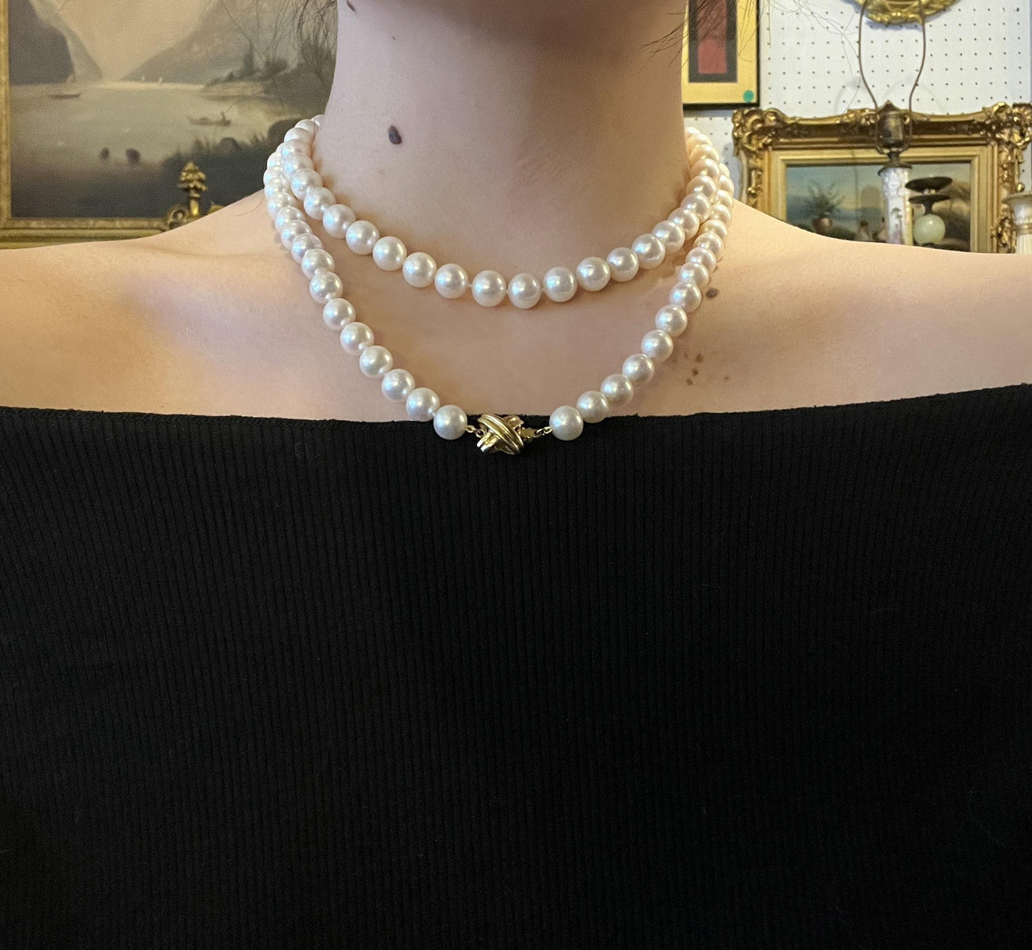 Tiffany & Co. 18K Gold Pearl Long Necklace