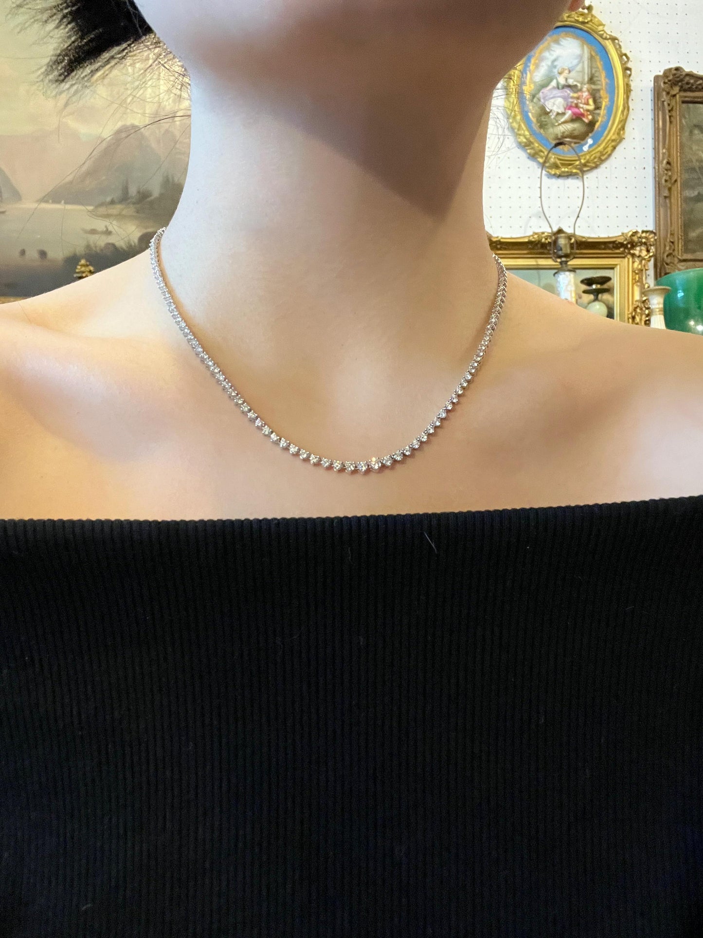 14K White Gold Diamond Necklace