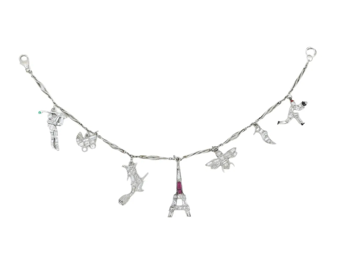 Art Deco Platinum & Diamond Witch Charm * ON HOLD *