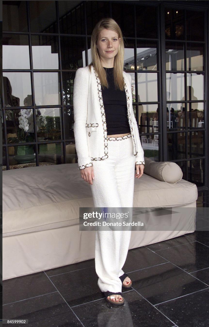 Vintage 2002 Chanel Chain White Jacket Pant Suit