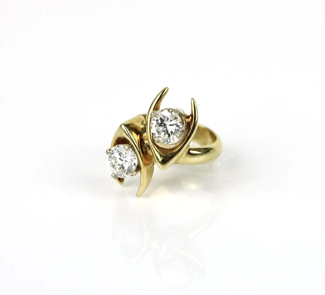 18K Gold GIA Certified Toi et Moi Diamond Ring