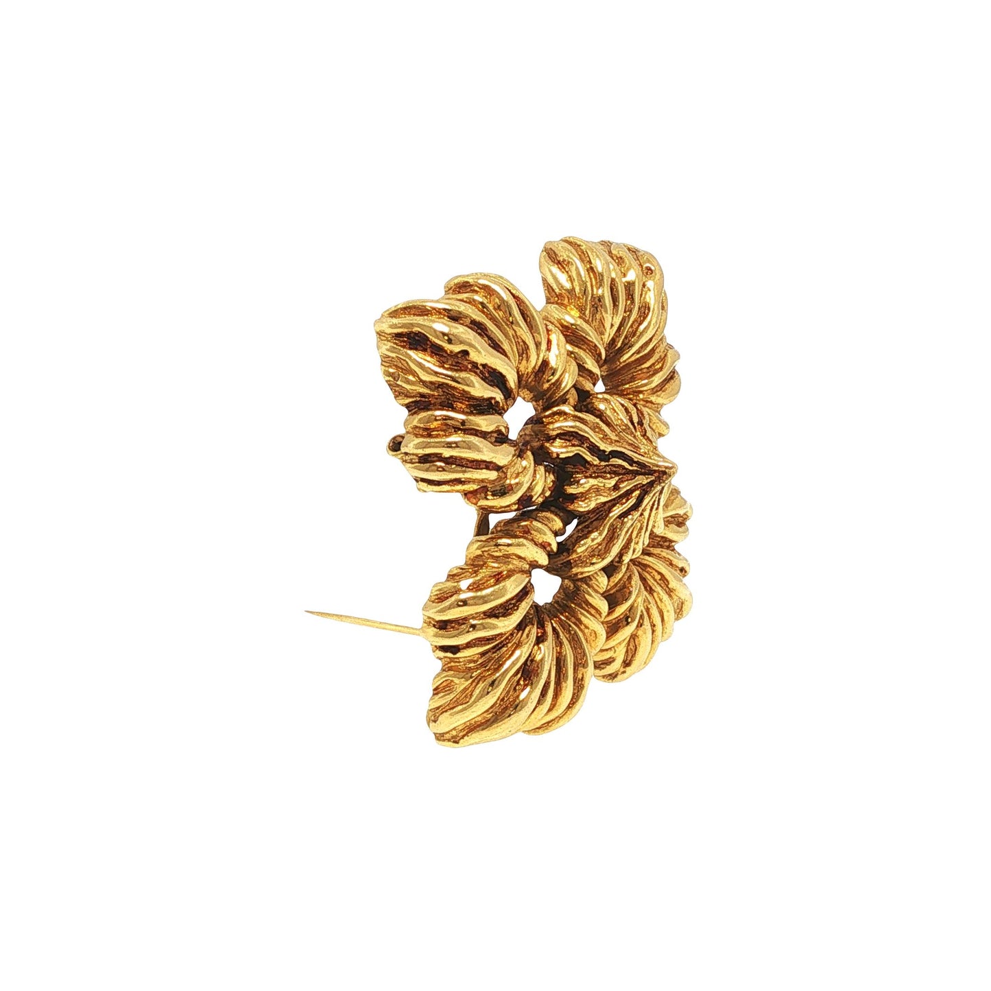Large David Webb 18K Yellow Gold Convertible Floral Brooch Pendant