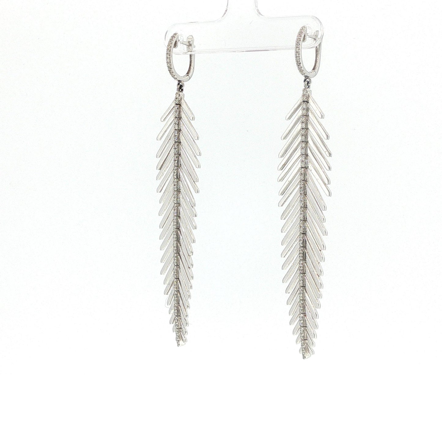 Sidney Garber 18K White Gold Diamond Feathers That Move Earrings