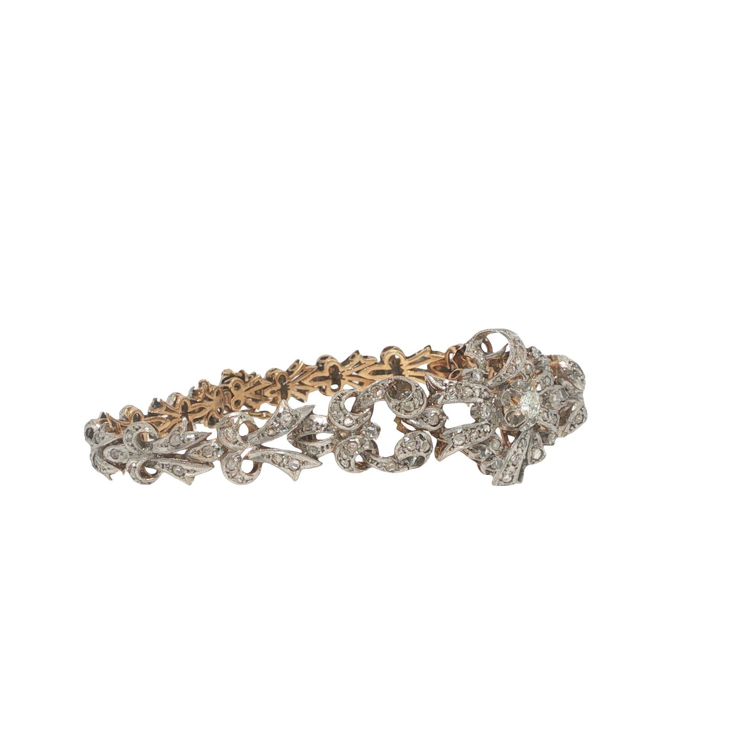 Edwardian Platinum & 14K Gold Diamond Bracelet