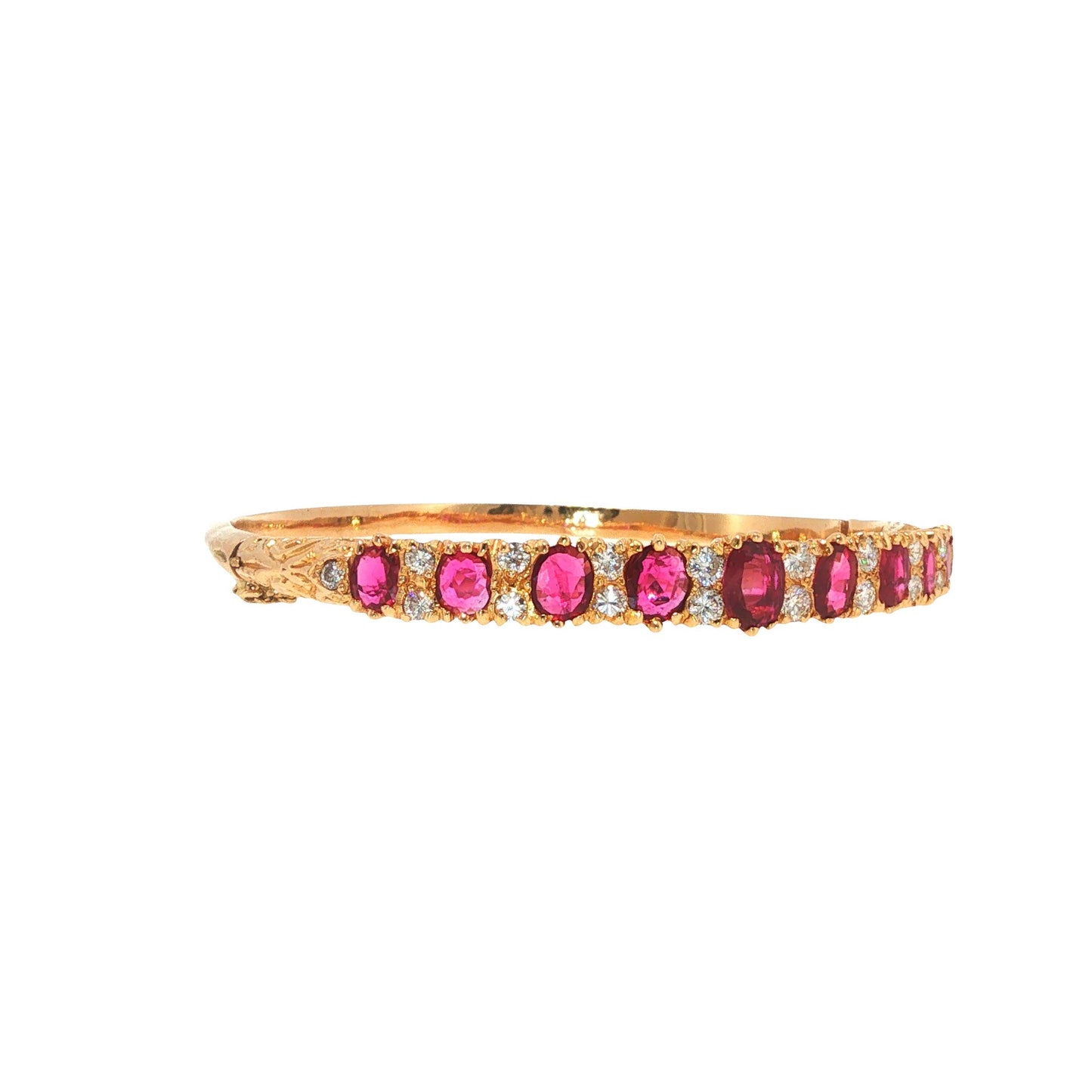 18K Gold Ruby Diamond Bangle Bracelet