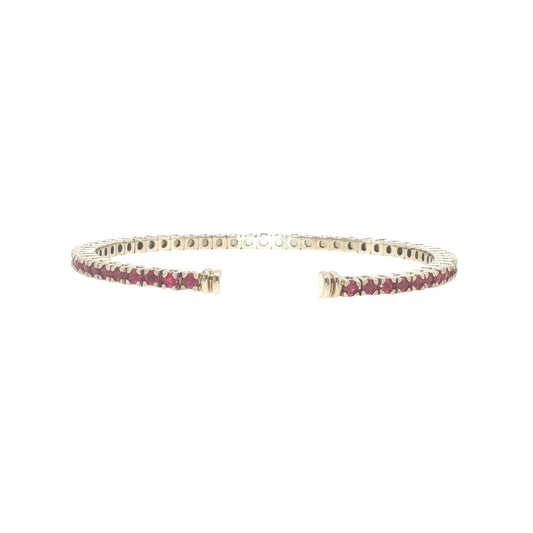 14K White Gold 2.75 Carat Ruby Flexible Cuff Tennis Bracelet