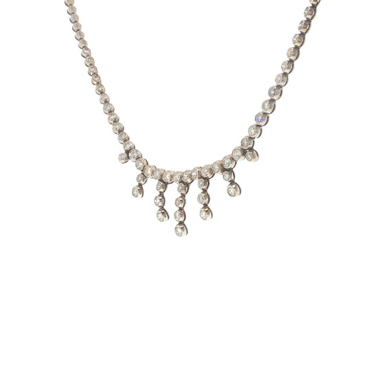 Platinum-Topped 14K Gold 8.50 Carat Diamond Fringe Necklace