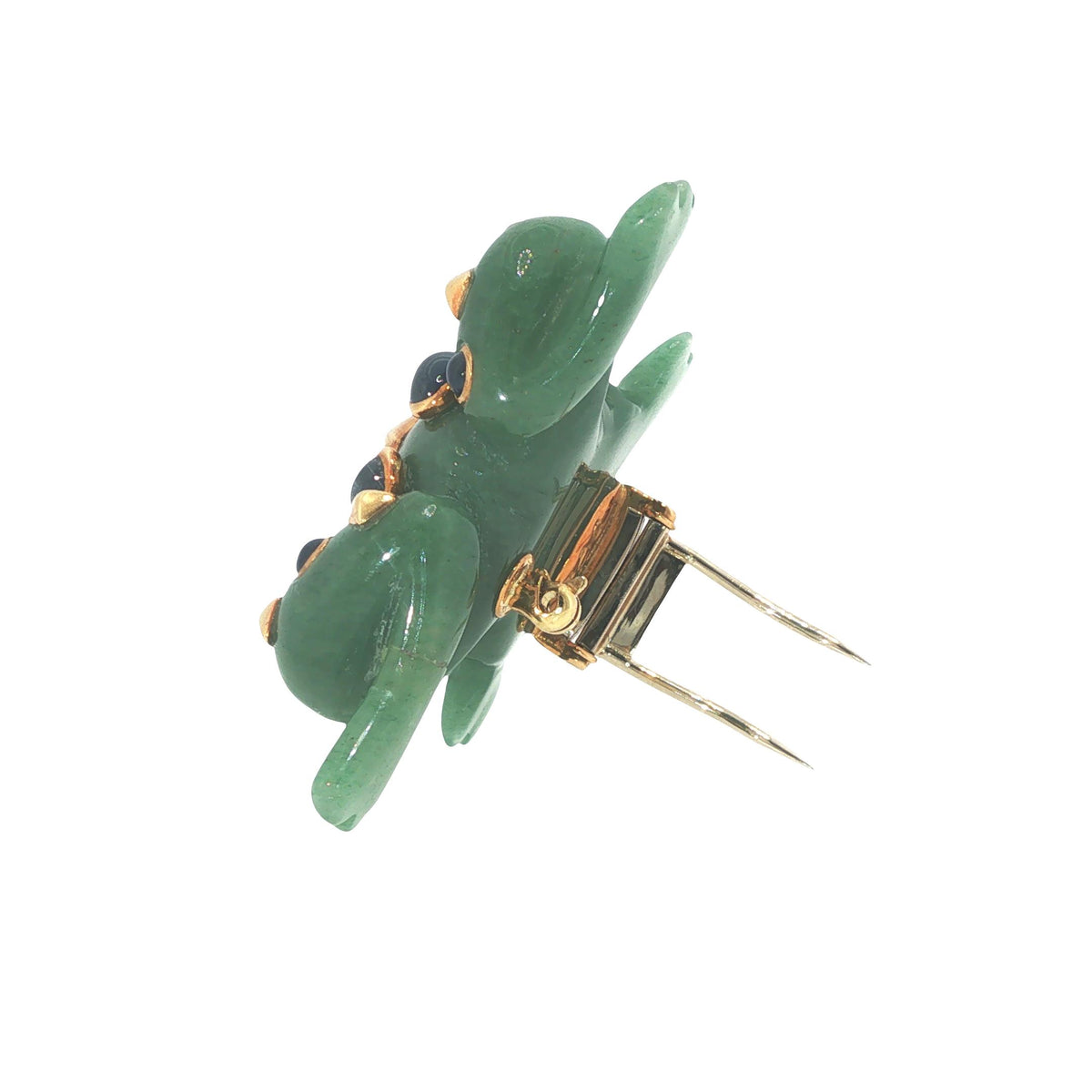 Seaman Schepps 18K Jade Sapphire & Ruby Frog Brooch