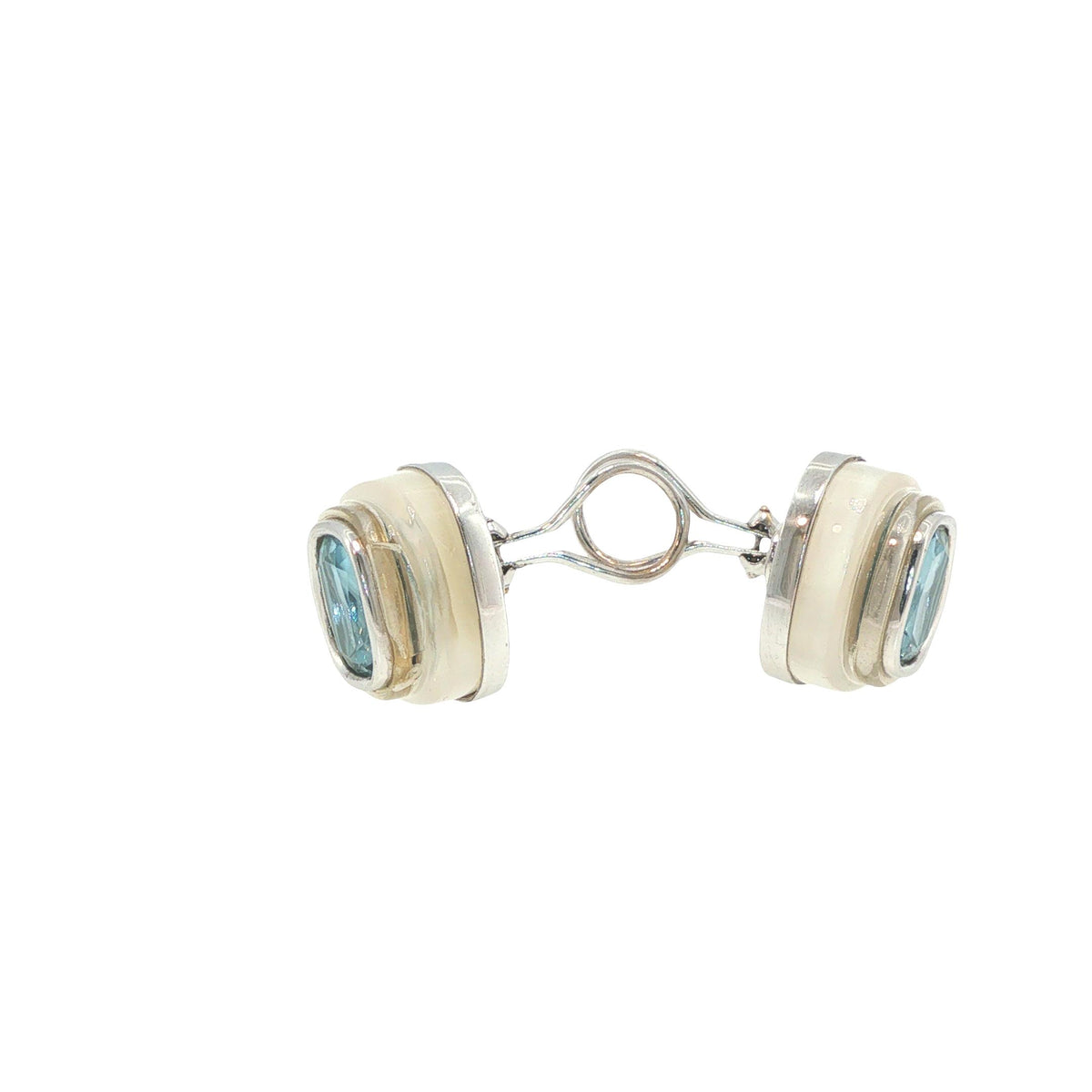 Seaman Schepps 18K White Gold Aquamarine & Rock Crystal Earrings