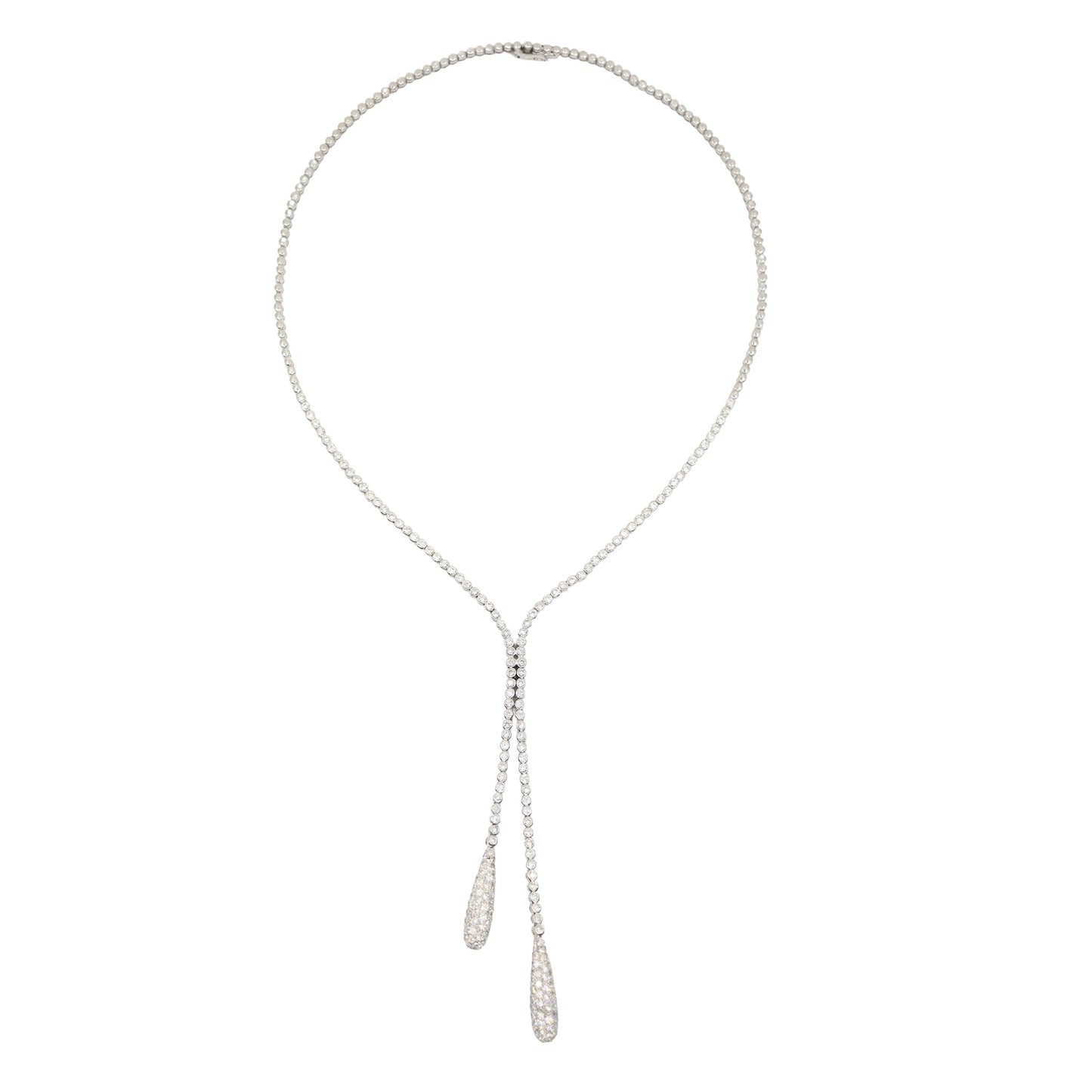 Vintage 18K White Gold Diamond Y-Drop Necklace