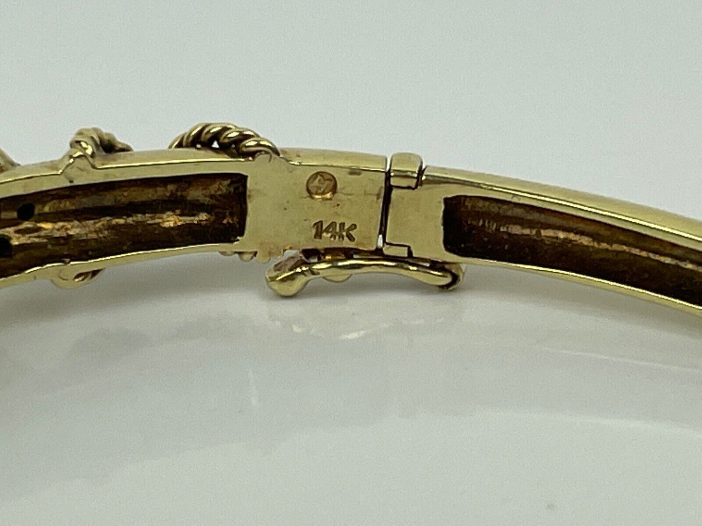 A Vintage 14K Gold Sapphire Diamond Bangle