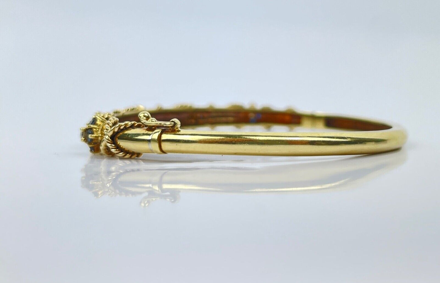 A Vintage 14K Gold Sapphire Diamond Bangle