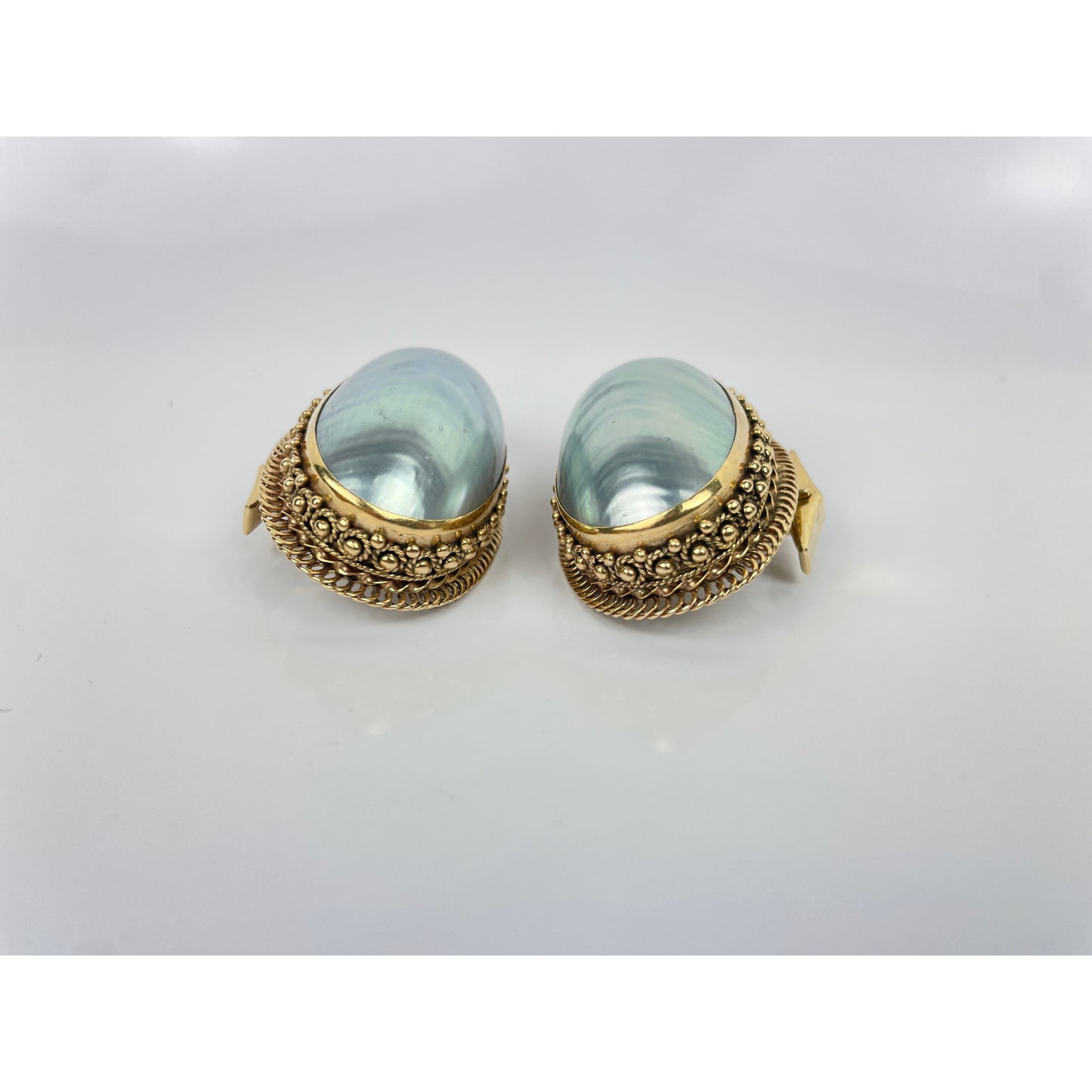 Vintage Pair of 14k Gold Pearl Cufflinks
