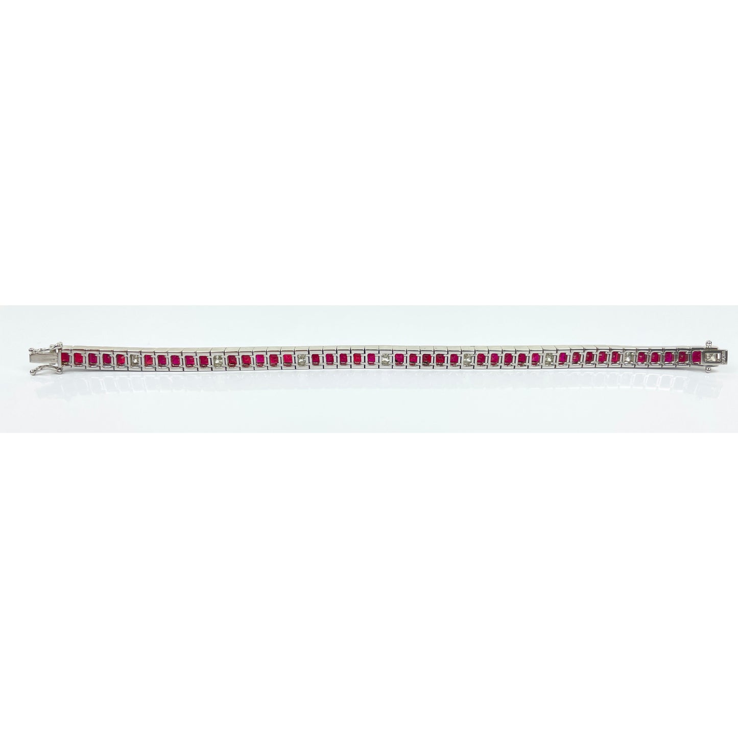 GIA Certified Red Ruby Diamond Line 18k Gold Bracelet