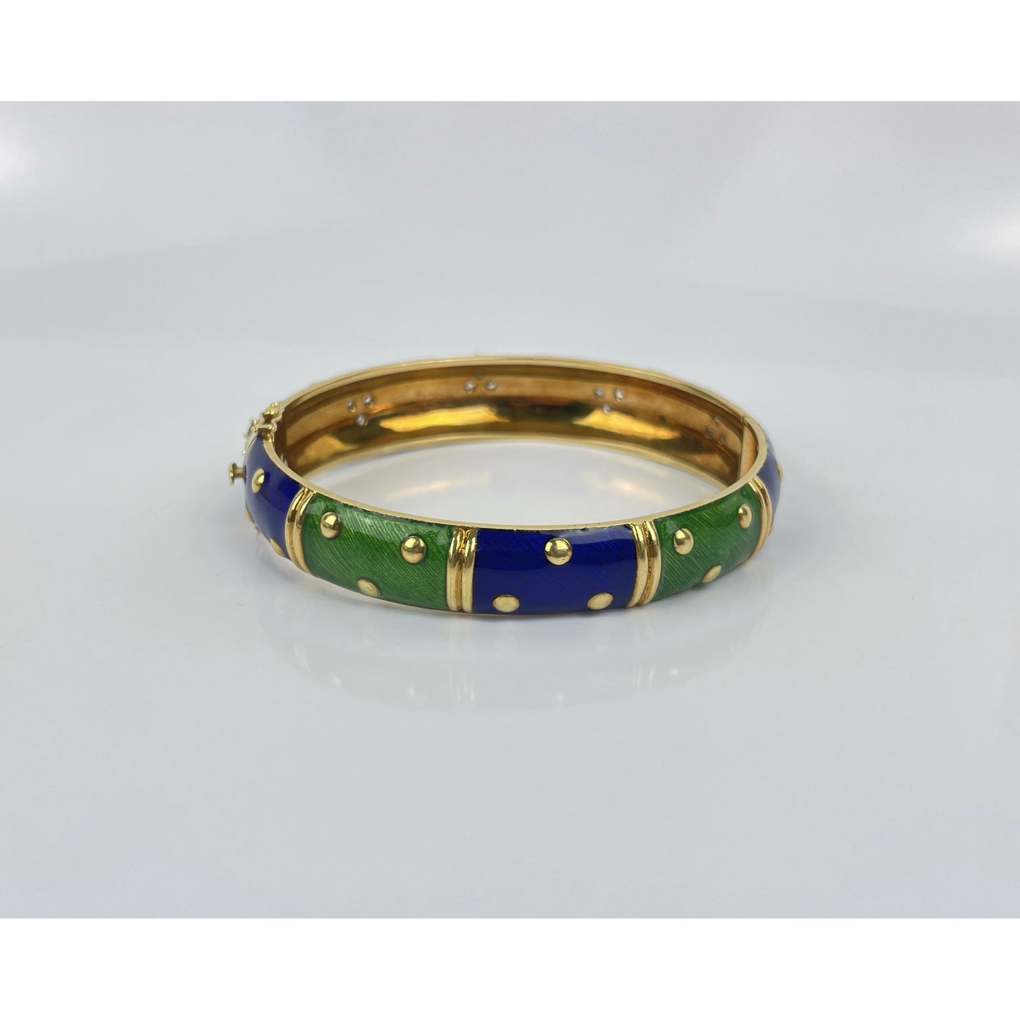 18k Gold Enamel Diamond Cuff Bracelet