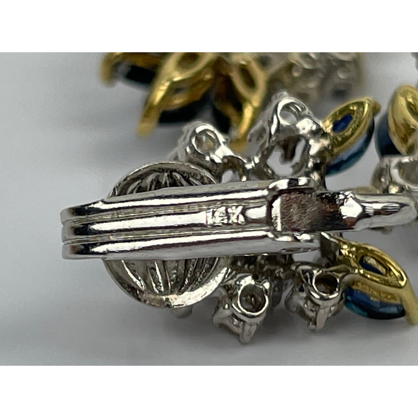 Vintage Pair of 14k Gold 4.75 Carat Diamond Sapphire Earrings