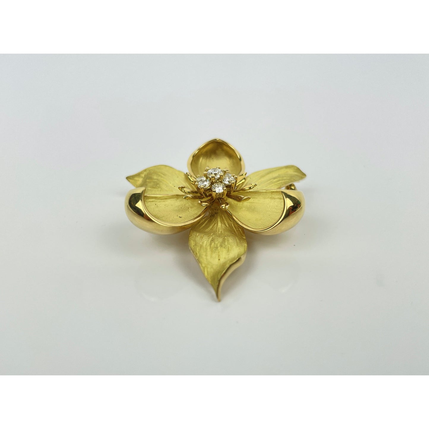 Tiffany & Co. Classic Collection 18k Gold Diamond Dogwood Flower Brooch