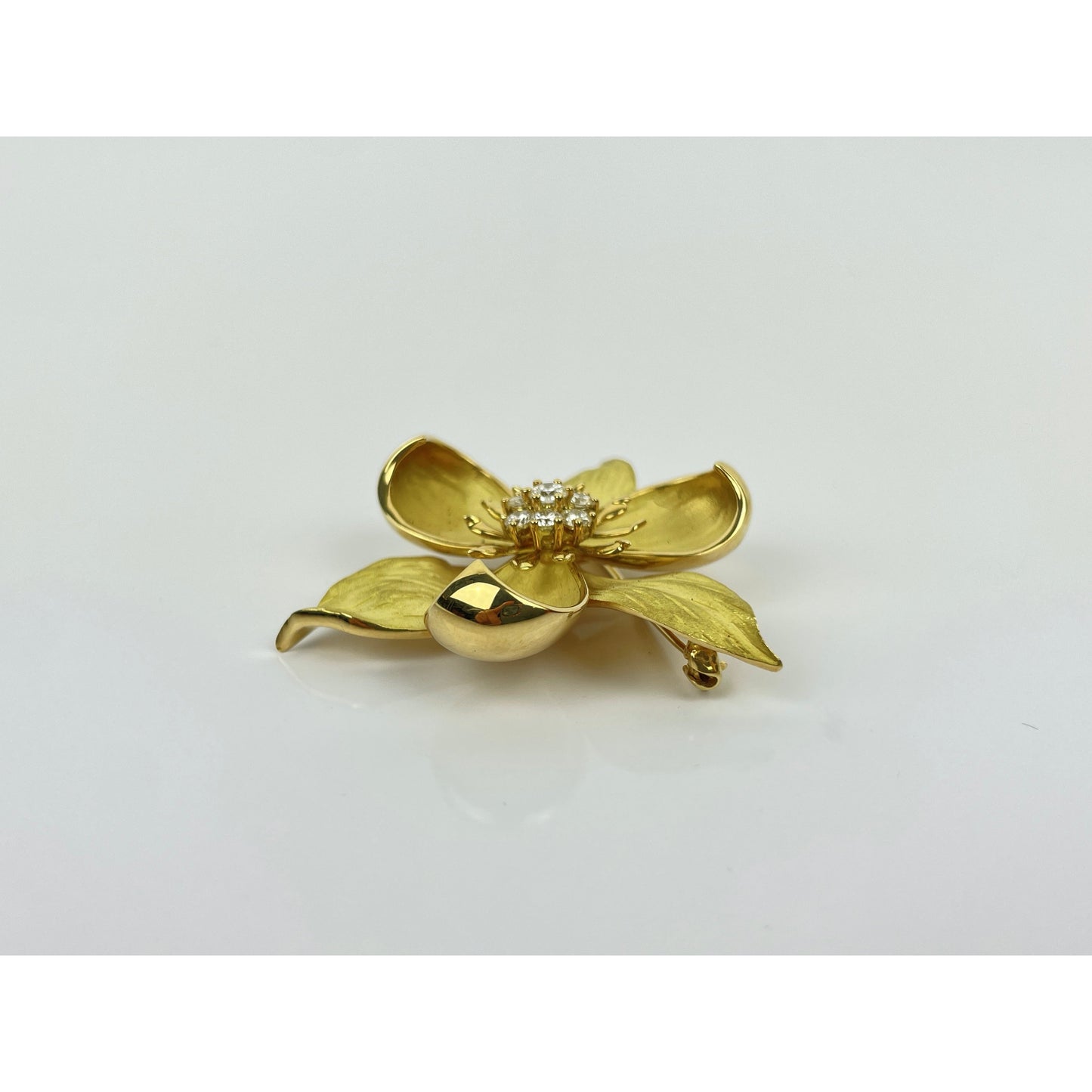 Tiffany & Co. Classic Collection 18k Gold Diamond Dogwood Flower Brooch