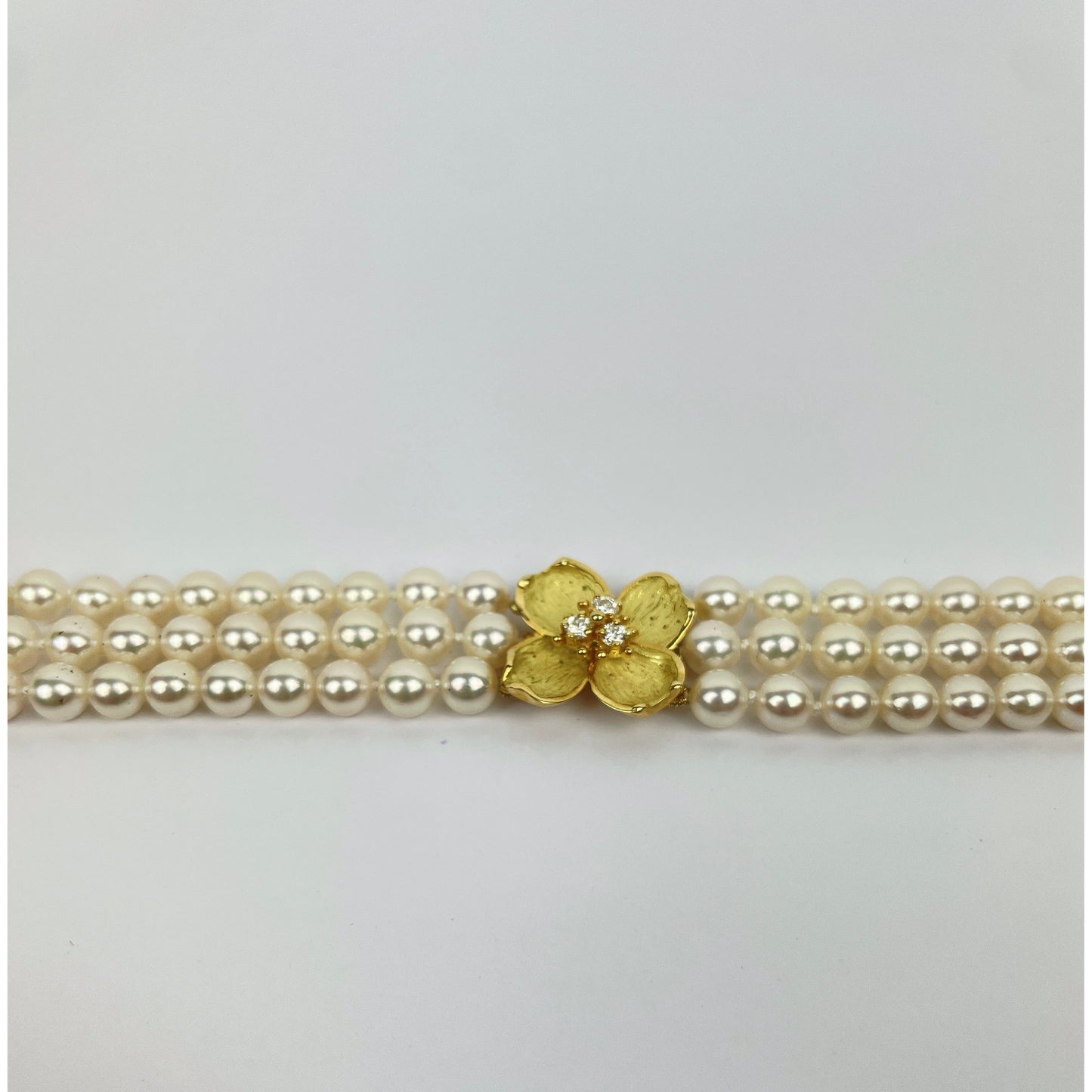 Tiffany & Co. Classic Collection 18k Gold Diamond Pearl Strand Bracelet