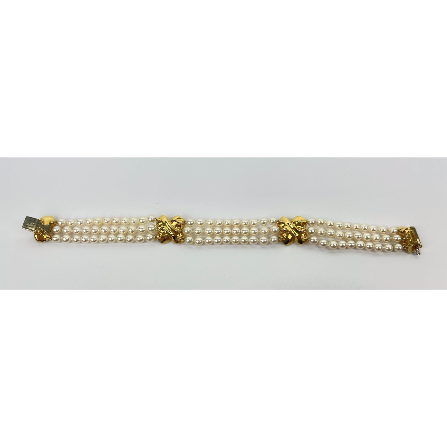 Tiffany & Co. Classic Collection 18k Gold Diamond Pearl Strand Bracelet