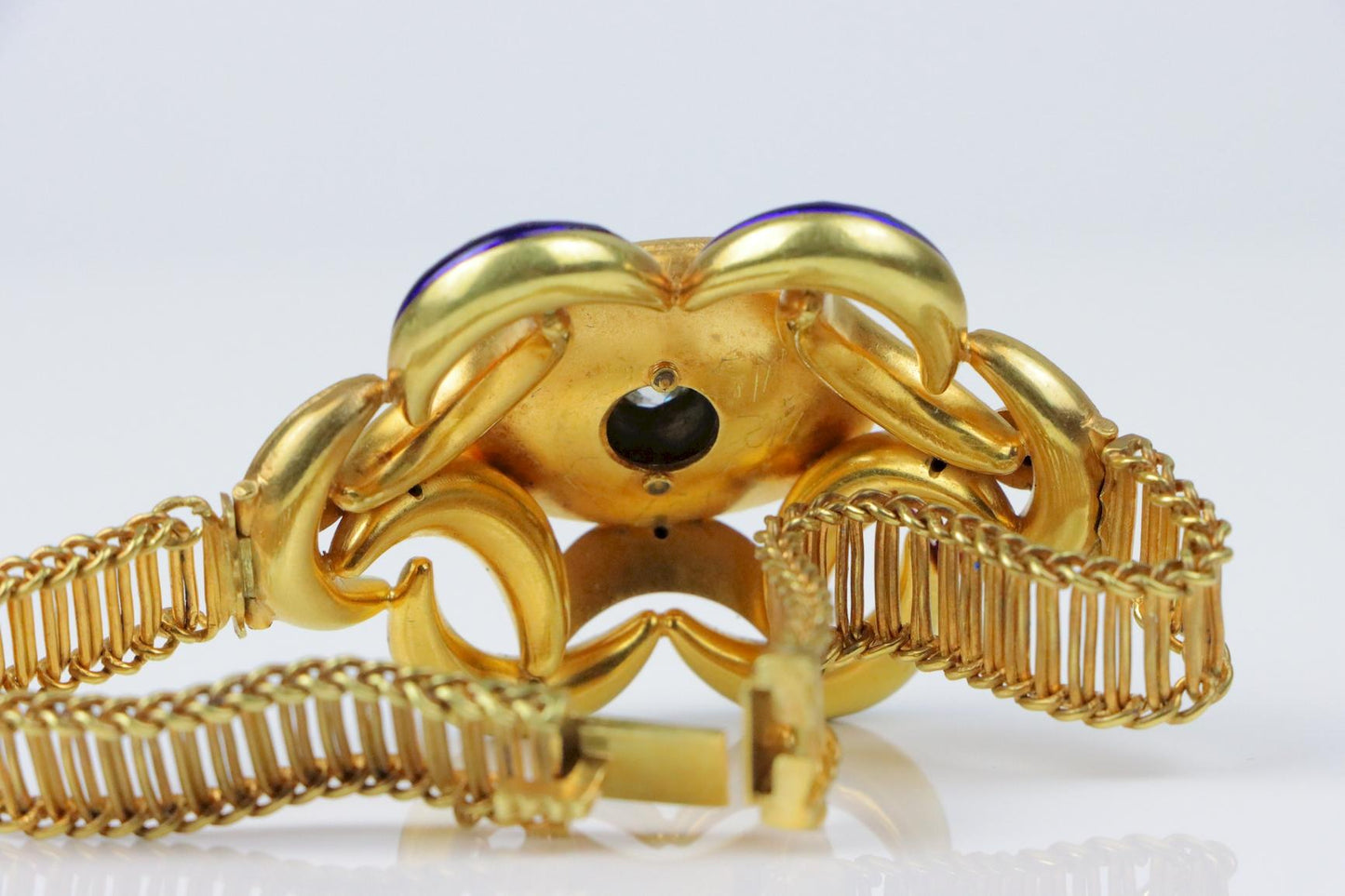 Antique 18K Gold Enamel Diamond Bracelet