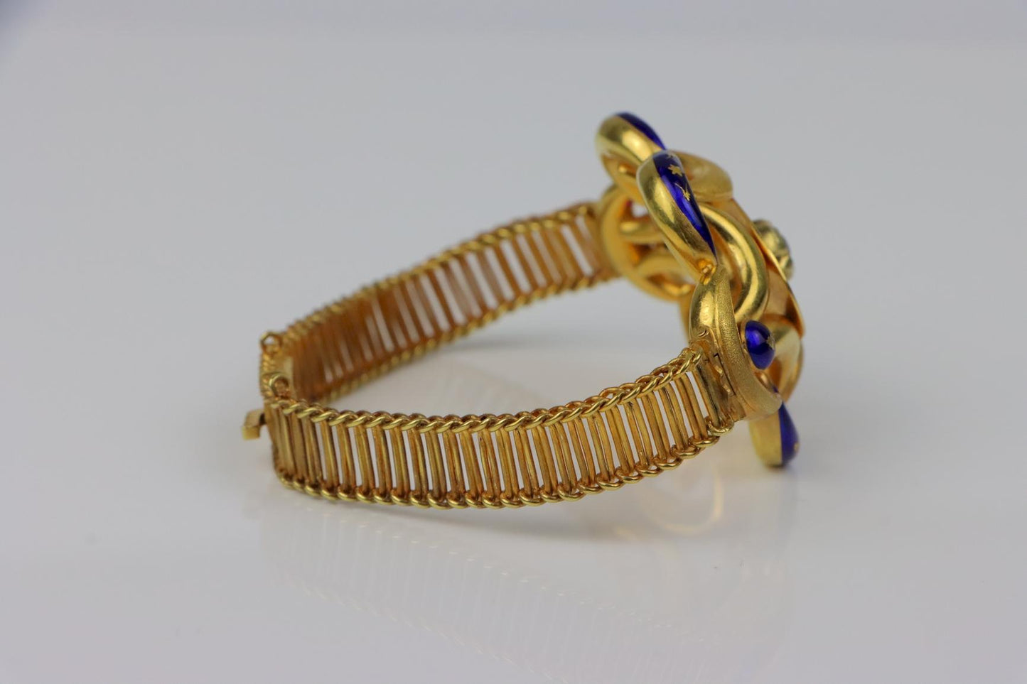 Antique 18K Gold Enamel Diamond Bracelet