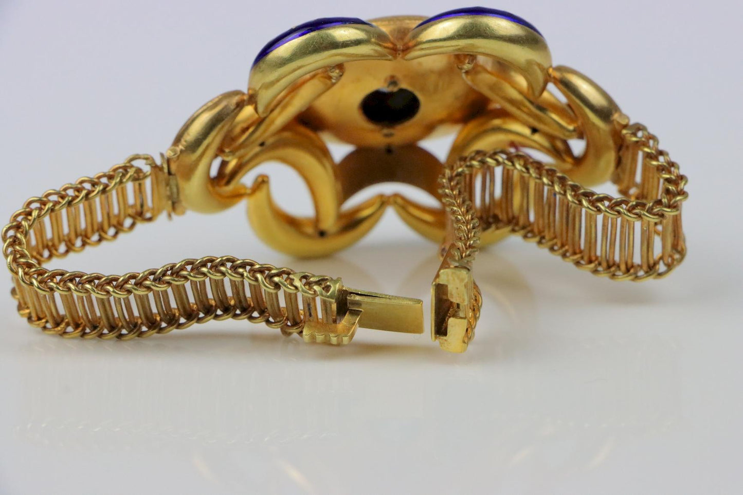 Antique 18K Gold Enamel Diamond Bracelet