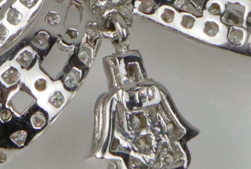 Vintage 18K White Gold Diamond Pearl Bow Tie Brooch Pin