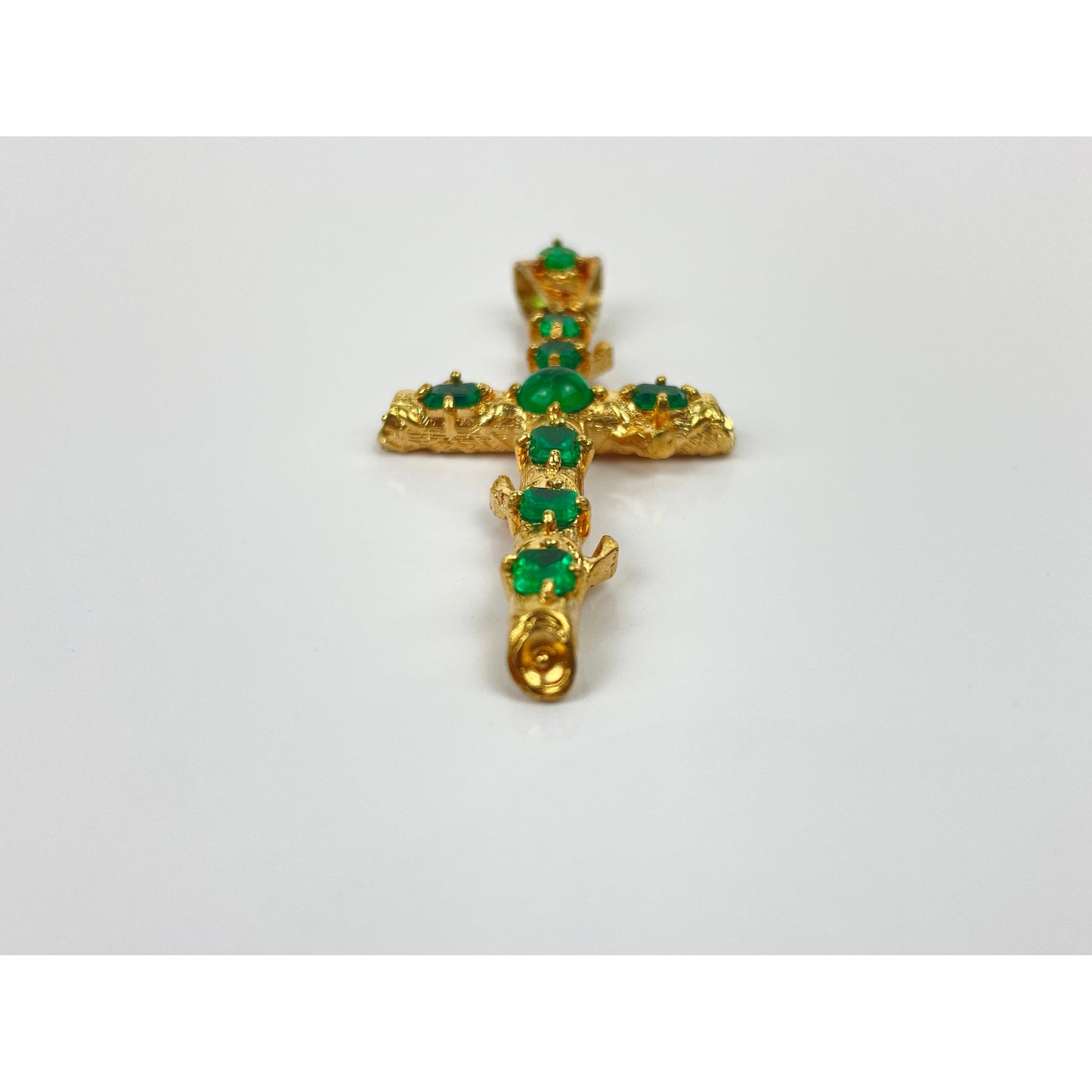 Vintage 18k Gold Emerald Cross Pendant