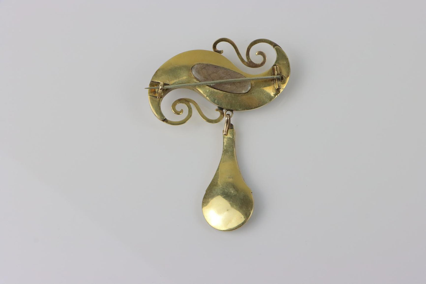 Victorian 14K Gold Cobalt Enamel Pearl Brooch Pin