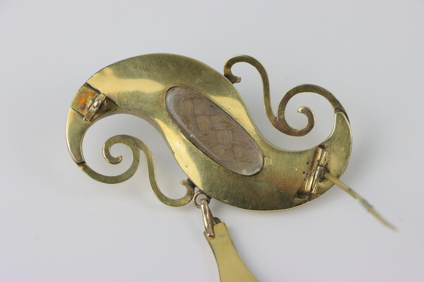 Victorian 14K Gold Cobalt Enamel Pearl Brooch Pin