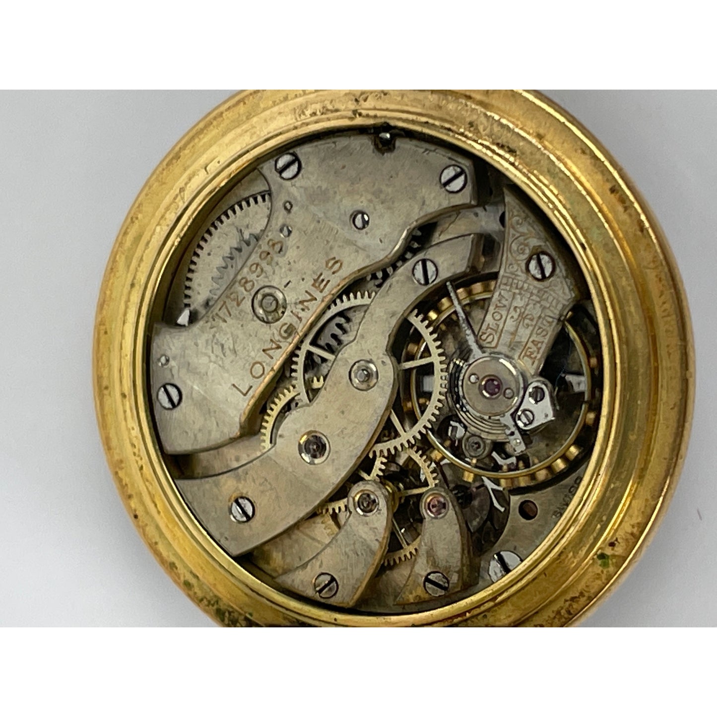 Edwardian 18k Gold Guilloche Enamel Pocket Watch Necklace