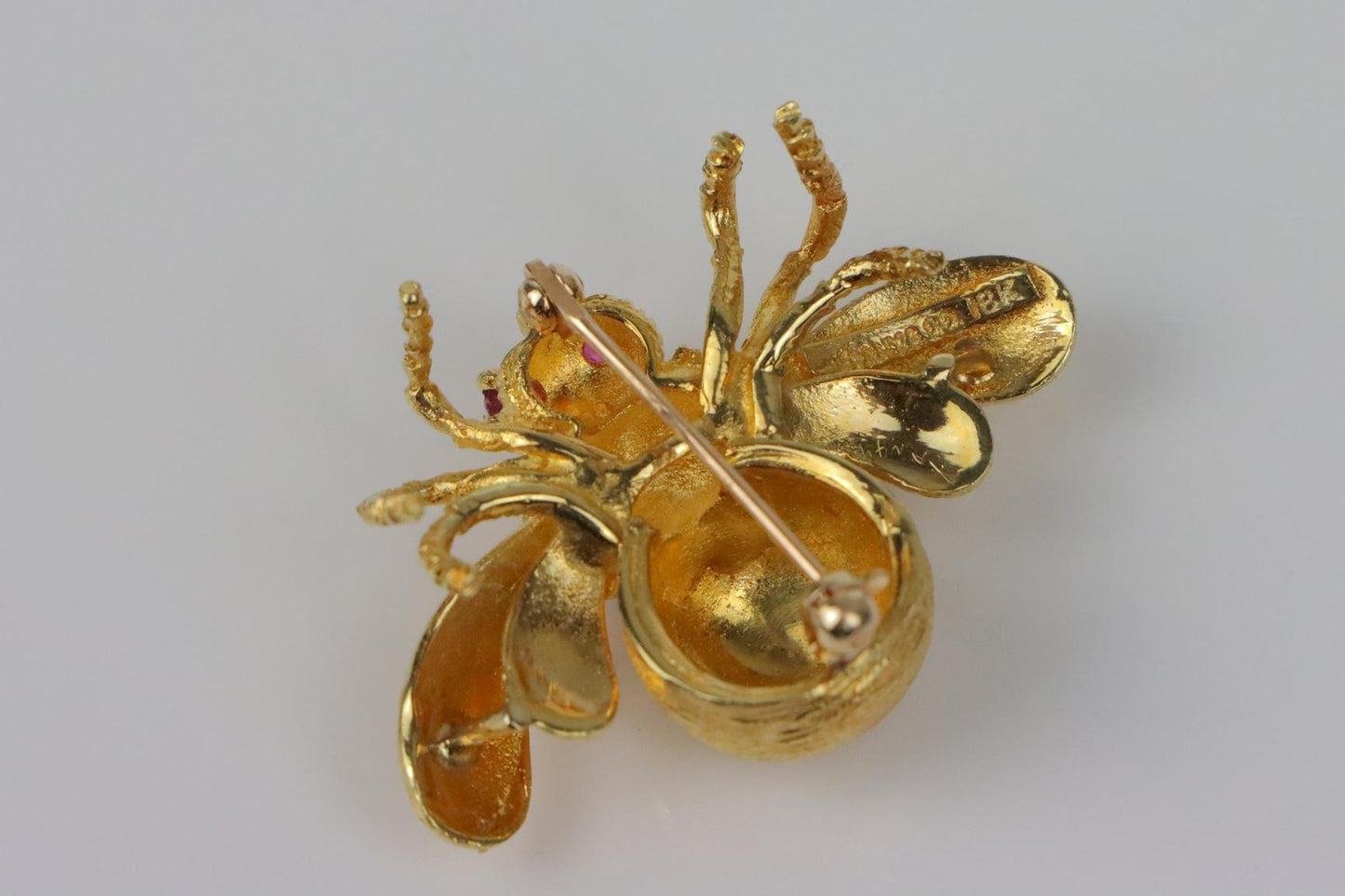 Vintage Tiffany & Co 18K Gold Ruby Bee Brooch Pin