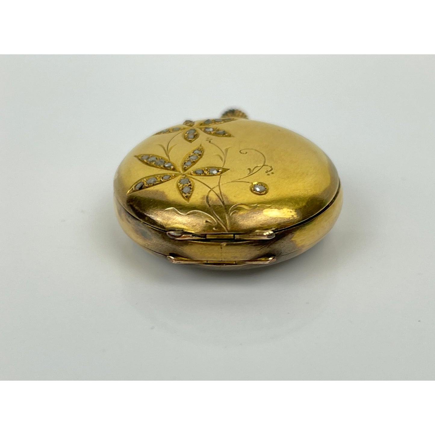 Antique 14k Gold Diamond Mounted Pocket Watch