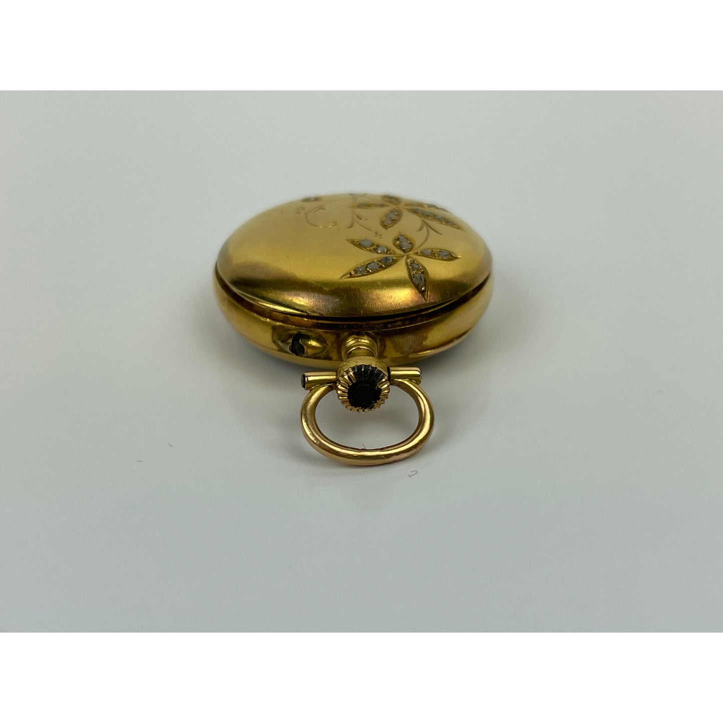 Antique 14k Gold Diamond Mounted Pocket Watch