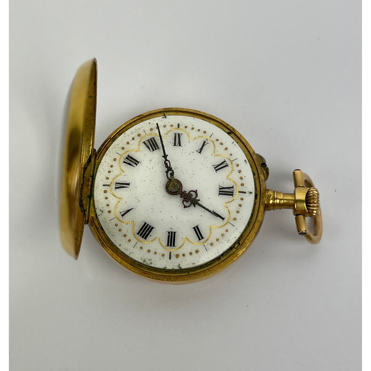 Antique 14k Gold Diamond Mounted Pocket Watch