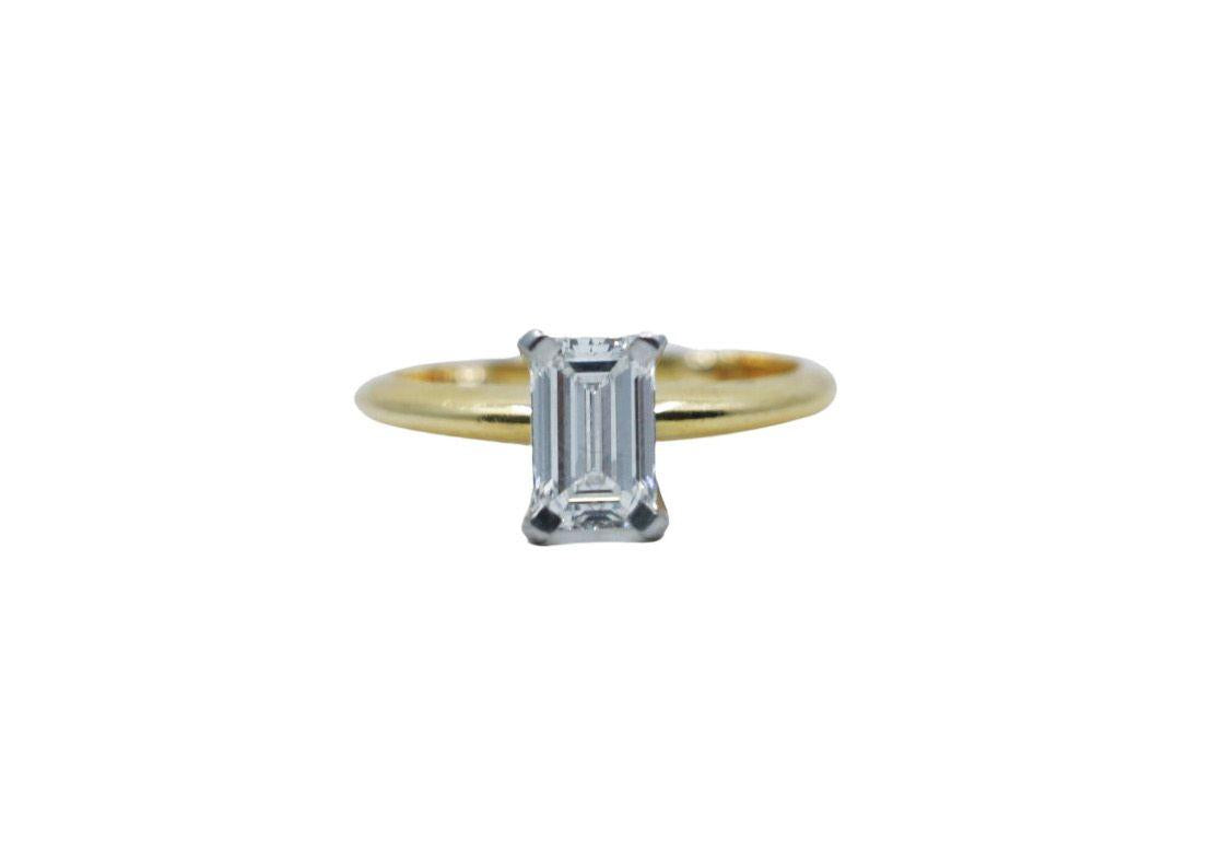 GIA certified 18K Gold & Platinum 1.10 Carat Diamond Ring