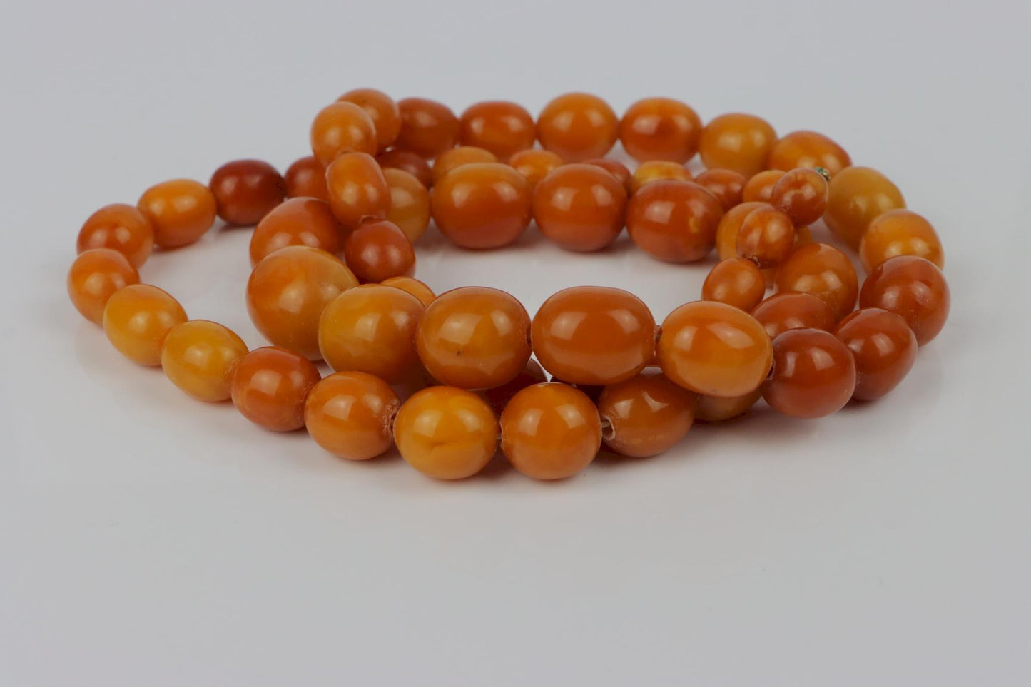 Antique 14K Gold Beeswax Amber Bead Necklace