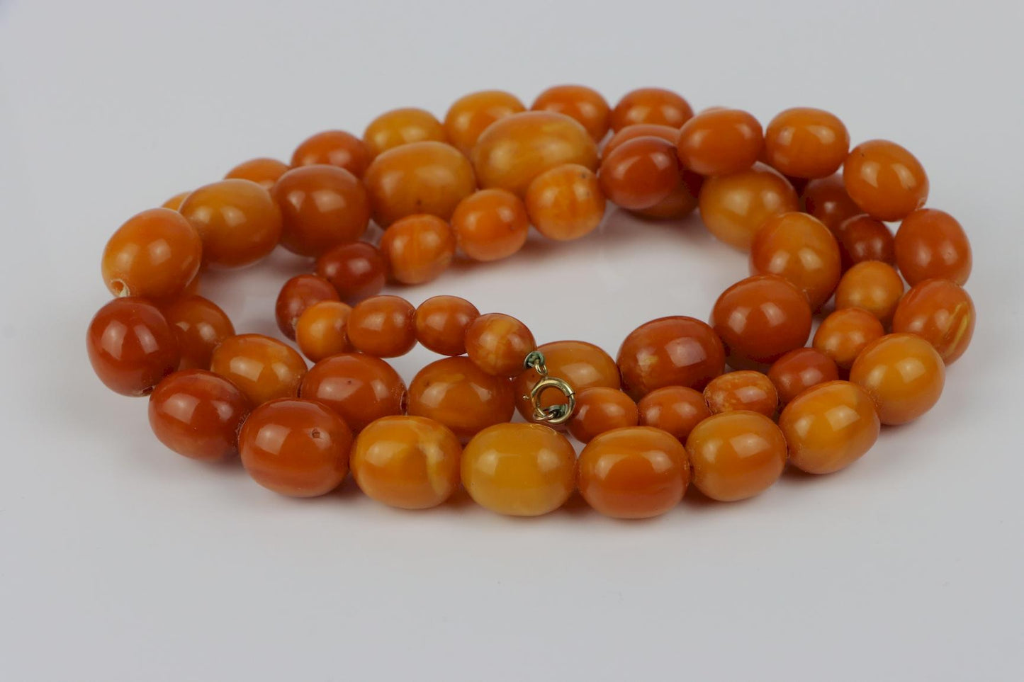 Antique 14K Gold Beeswax Amber Bead Necklace