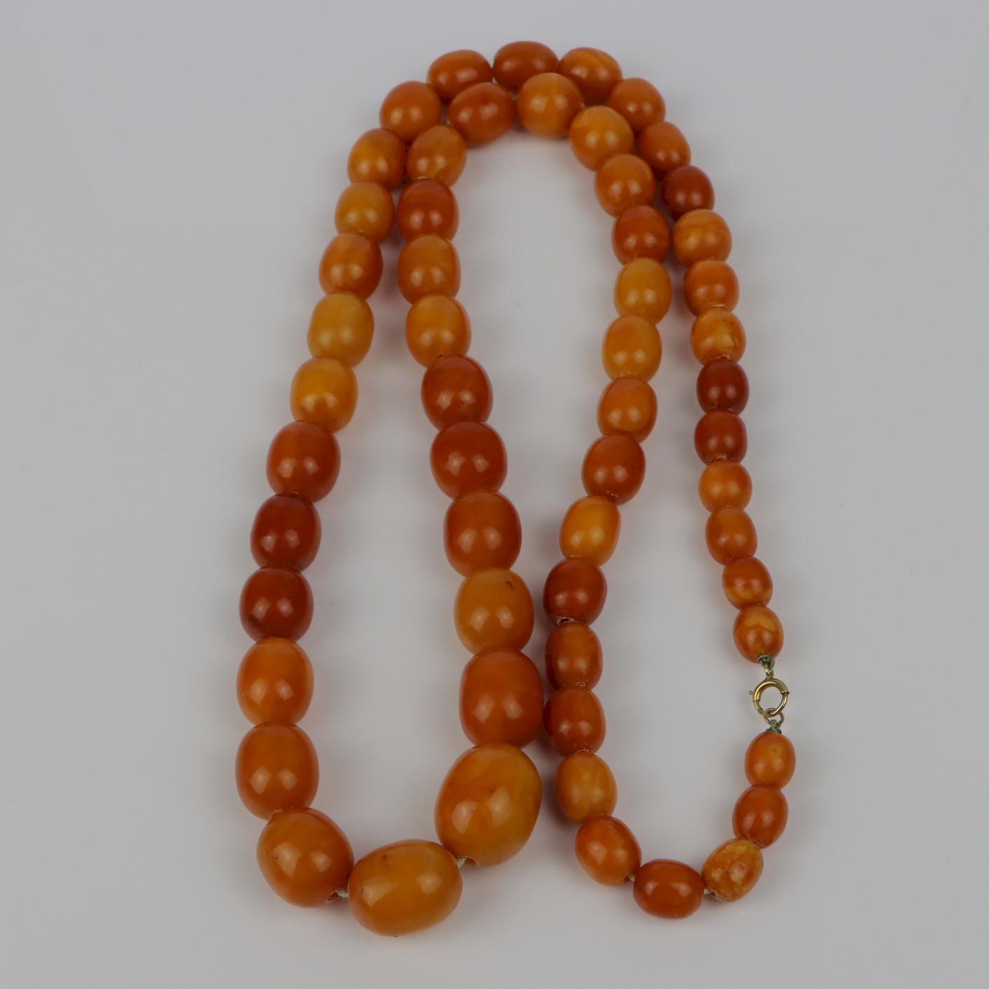 Antique 14K Gold Beeswax Amber Bead Necklace