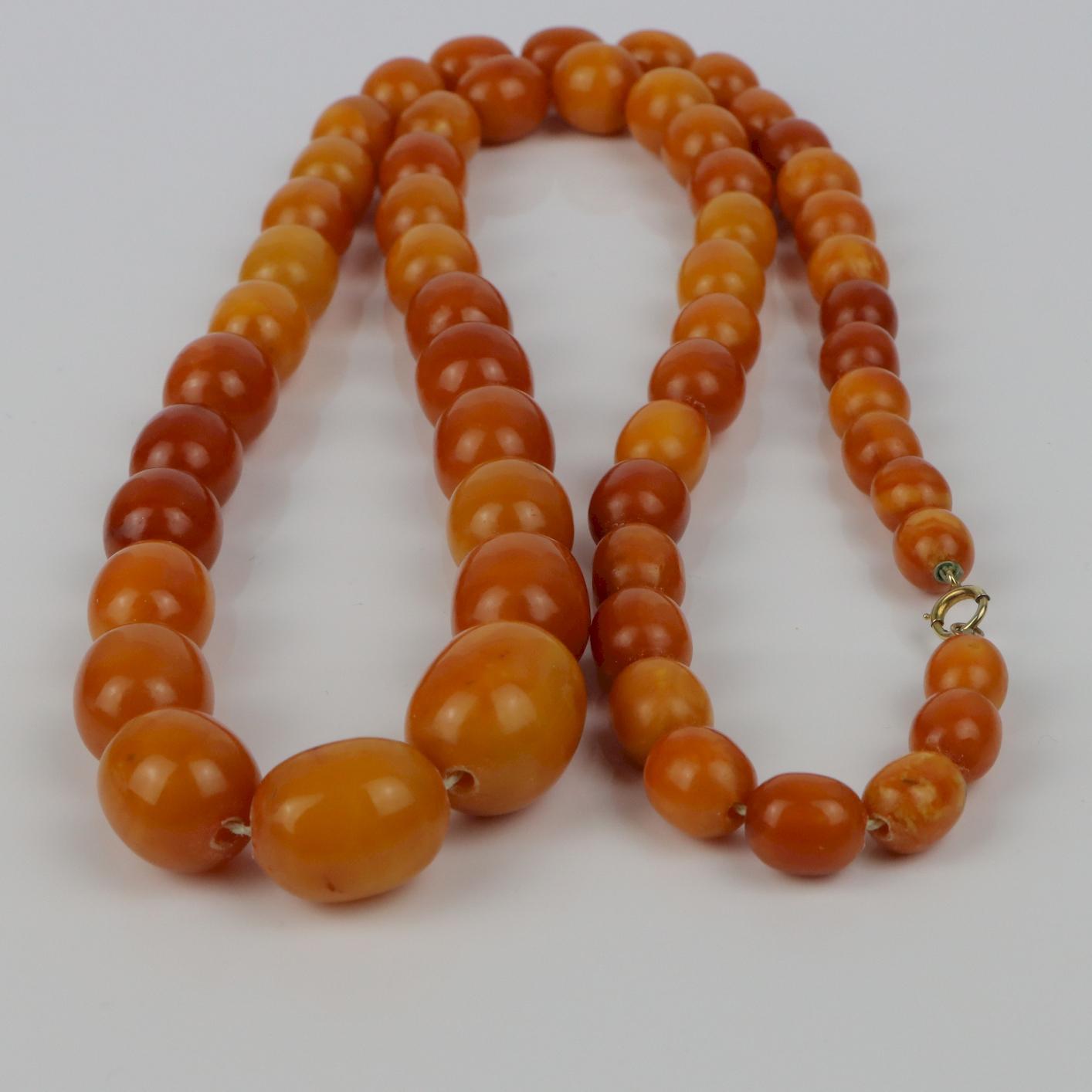 Antique 14K Gold Beeswax Amber Bead Necklace