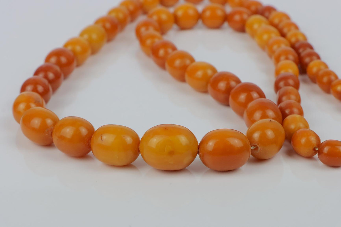 Antique 14K Gold Beeswax Amber Bead Necklace
