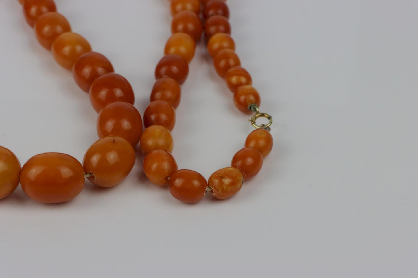 Antique 14K Gold Beeswax Amber Bead Necklace