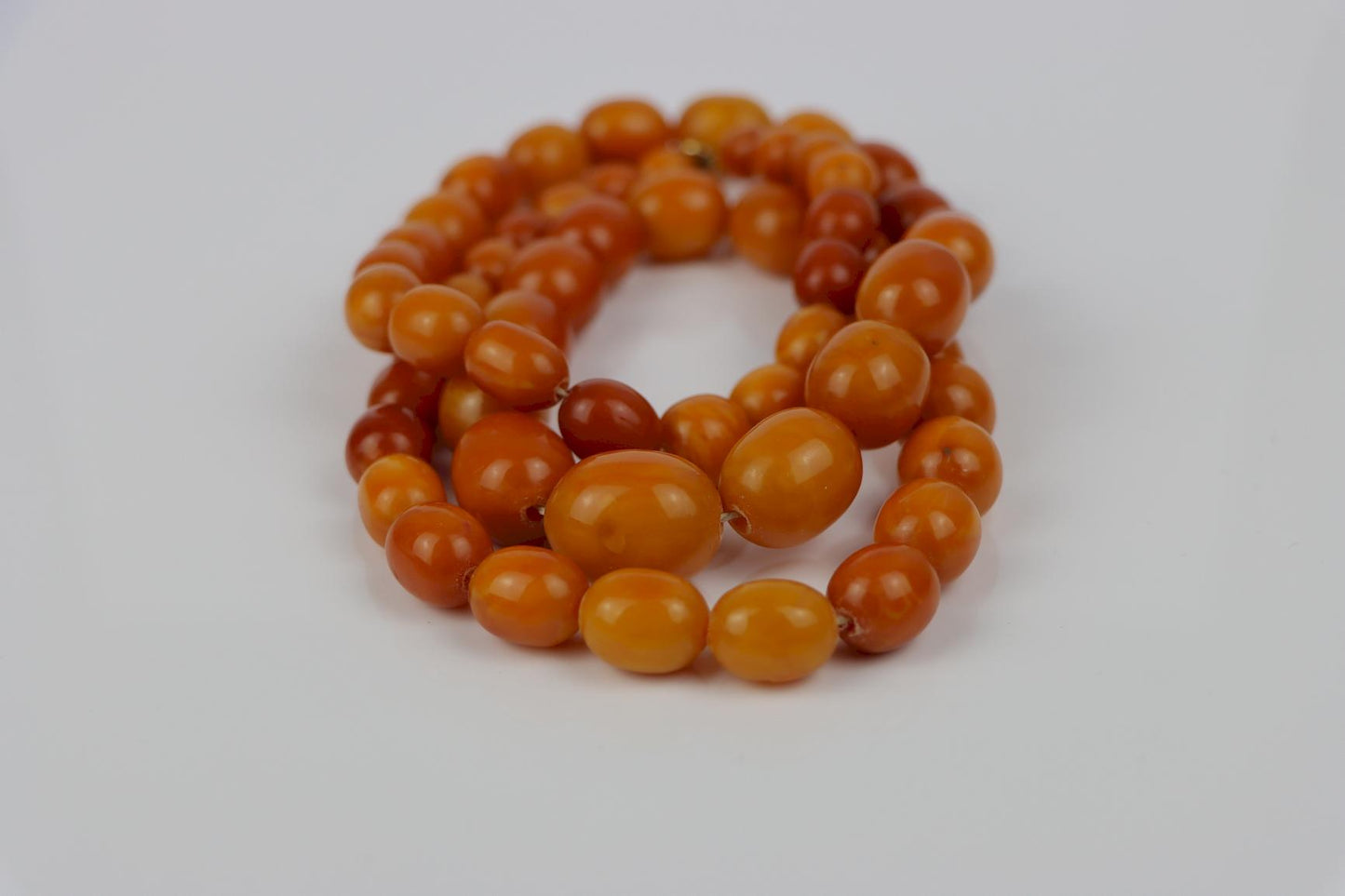 Antique 14K Gold Beeswax Amber Bead Necklace