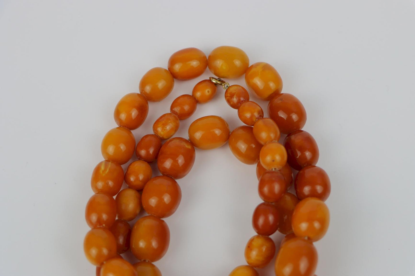 Antique 14K Gold Beeswax Amber Bead Necklace