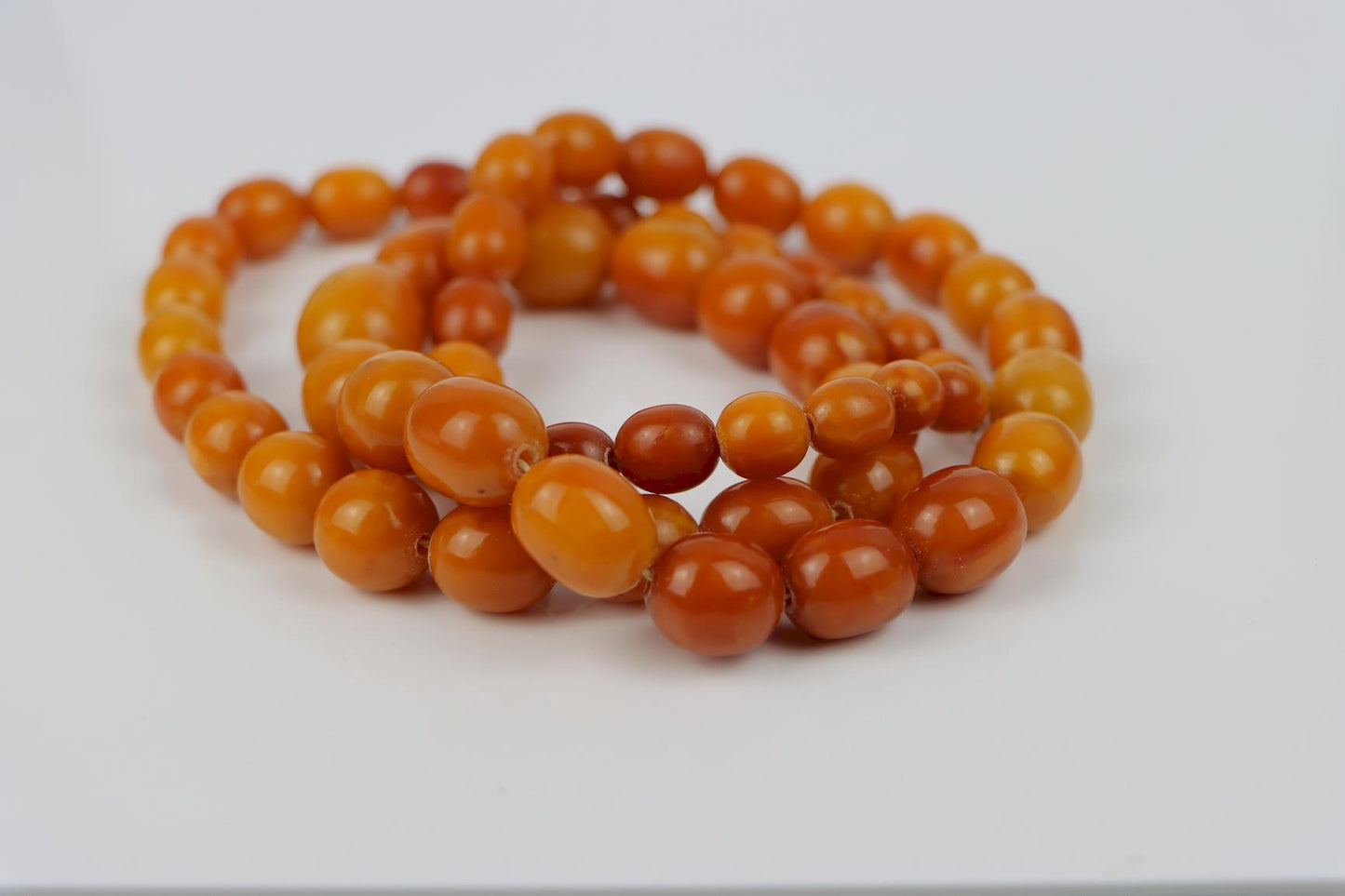Antique 14K Gold Beeswax Amber Bead Necklace